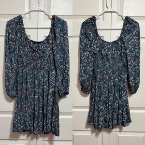 Angie Teal Floral Dress